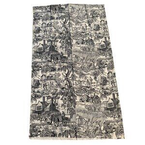 Vintage Black & White Toile Cotton Fabric 35x44 French Country Quilt Crafts